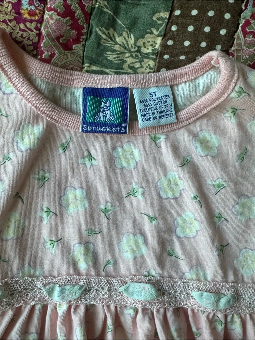 Vintage Pink Floral Short Sleeve Girls' Shirt Dress